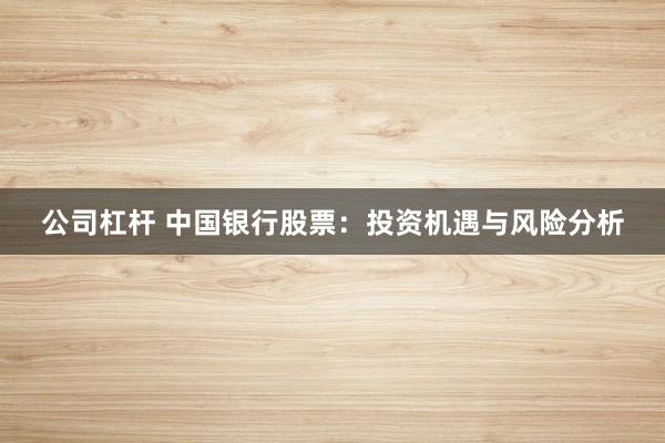 公司杠杆 中国银行股票：投资机遇与风险分析