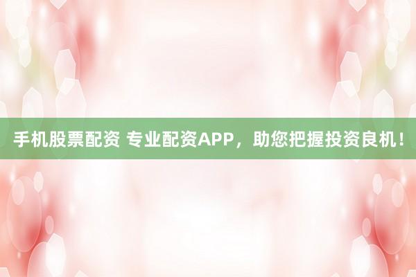 手机股票配资 专业配资APP，助您把握投资良机！