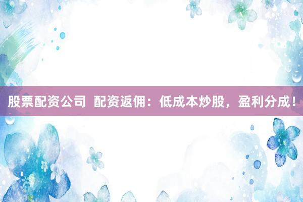 股票配资公司  配资返佣：低成本炒股，盈利分成！