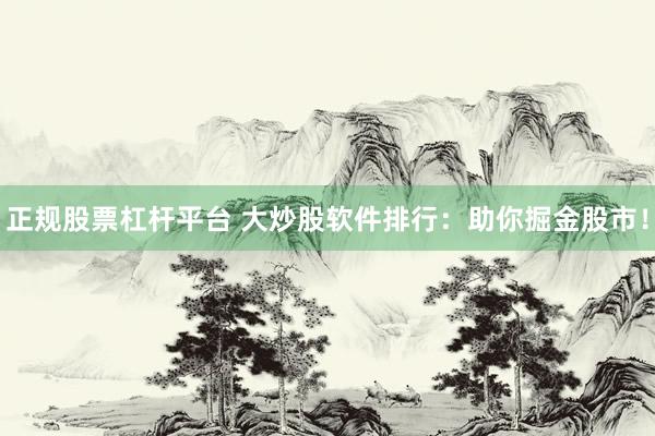 正规股票杠杆平台 大炒股软件排行：助你掘金股市！