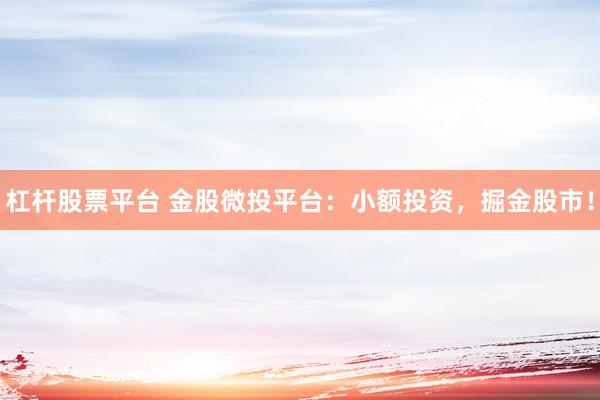 杠杆股票平台 金股微投平台：小额投资，掘金股市！