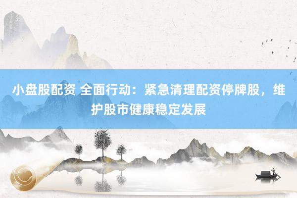 小盘股配资 全面行动：紧急清理配资停牌股，维护股市健康稳定发展