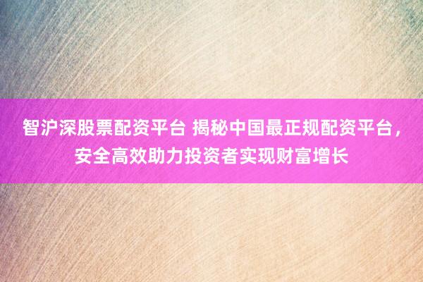 智沪深股票配资平台 揭秘中国最正规配资平台，安全高效助力投资者实现财富增长
