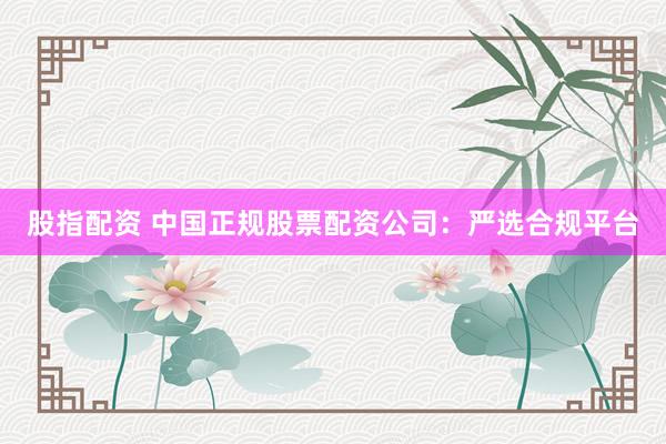 股指配资 中国正规股票配资公司：严选合规平台