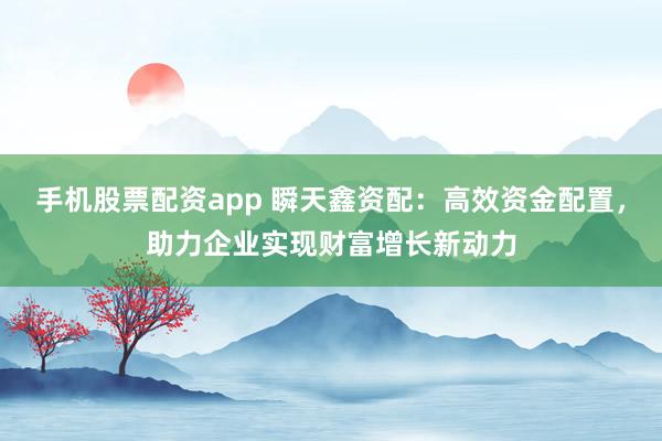 手机股票配资app 瞬天鑫资配：高效资金配置，助力企业实现财富增长新动力
