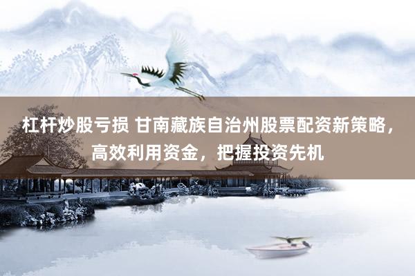 杠杆炒股亏损 甘南藏族自治州股票配资新策略，高效利用资金，把握投资先机