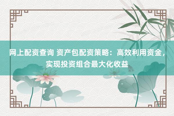 网上配资查询 资产包配资策略:高效利用资金,实现投资组合最大化收益