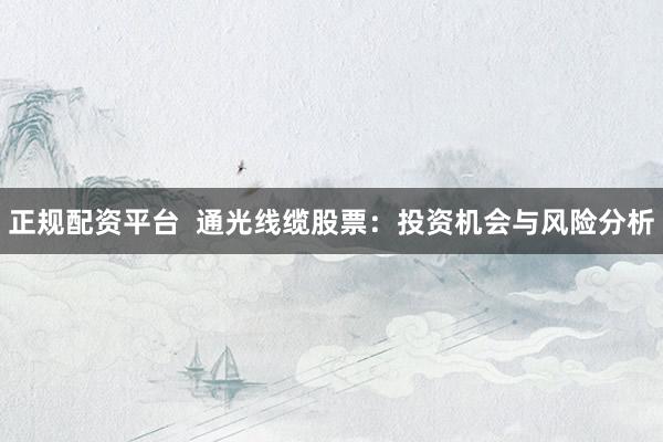 正规配资平台  通光线缆股票：投资机会与风险分析