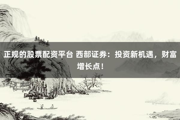 正规的股票配资平台 西部证券：投资新机遇，财富增长点！