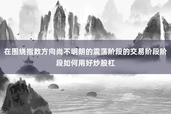 在围绕指数方向尚不明朗的震荡阶段的交易阶段阶段如何用好炒股杠