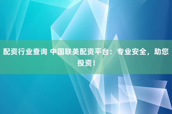 配资行业查询 中国联美配资平台：专业安全，助您投资！