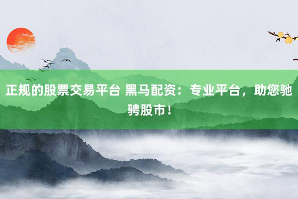正规的股票交易平台 黑马配资：专业平台，助您驰骋股市！