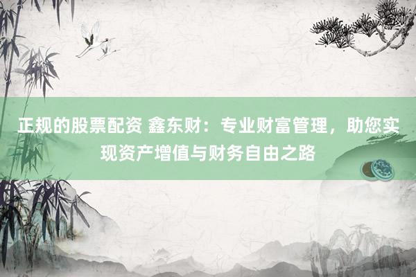 正规的股票配资 鑫东财：专业财富管理，助您实现资产增值与财务自由之路